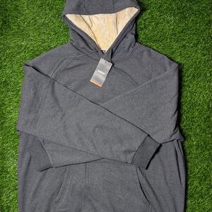 Gray Hooded Sweatshirt with Cream Lining